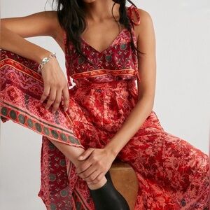 Free People Leona Jumpsuit Red
